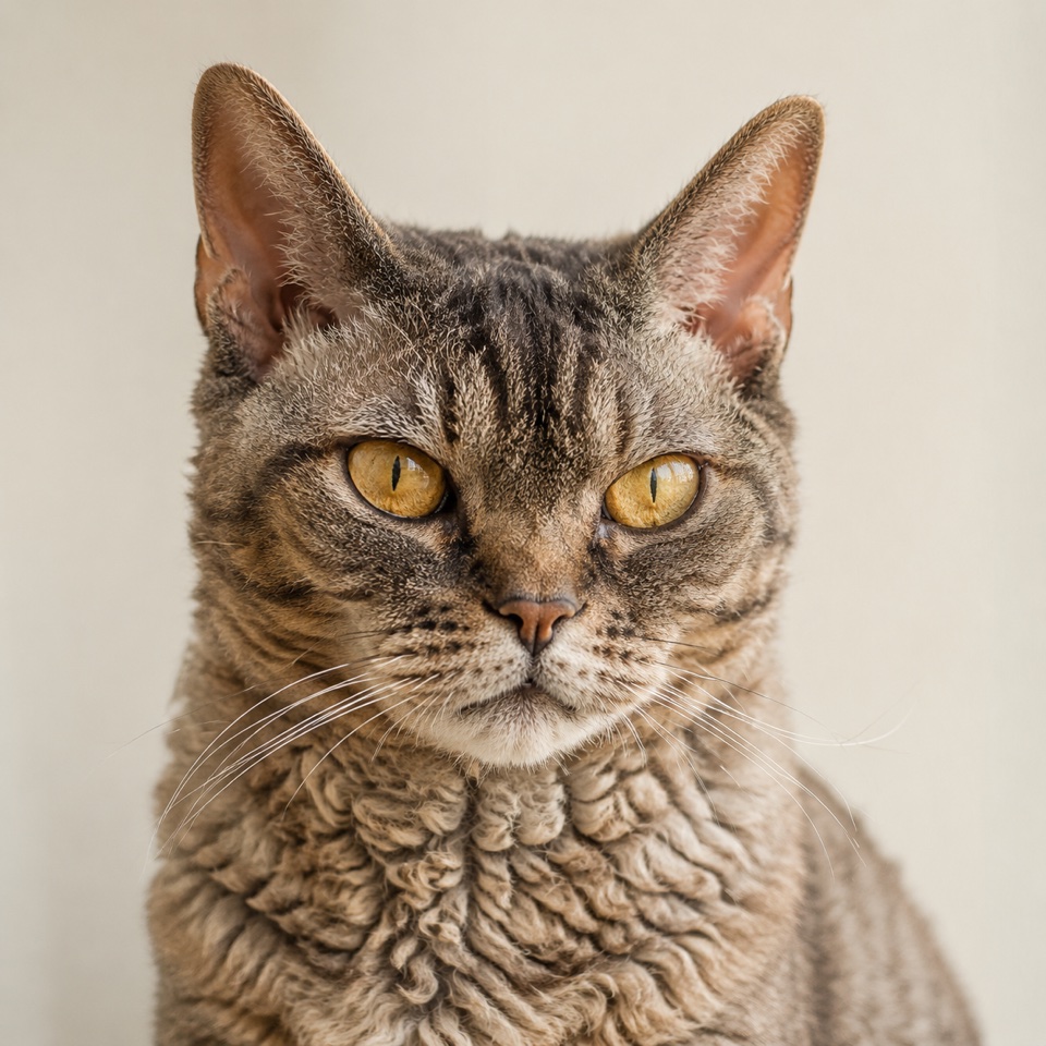 American Wirehair cat close-up portrait
