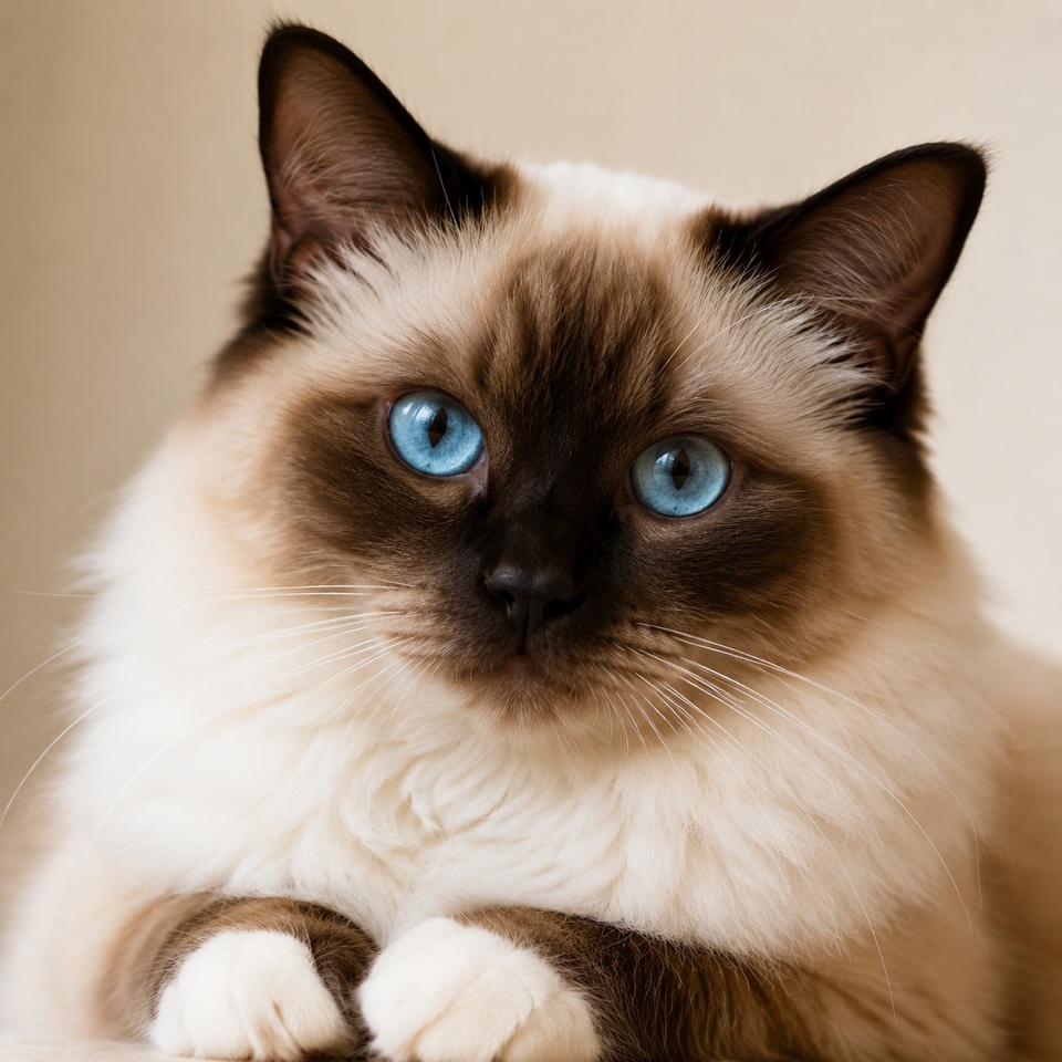 Birman cat close-up portrait