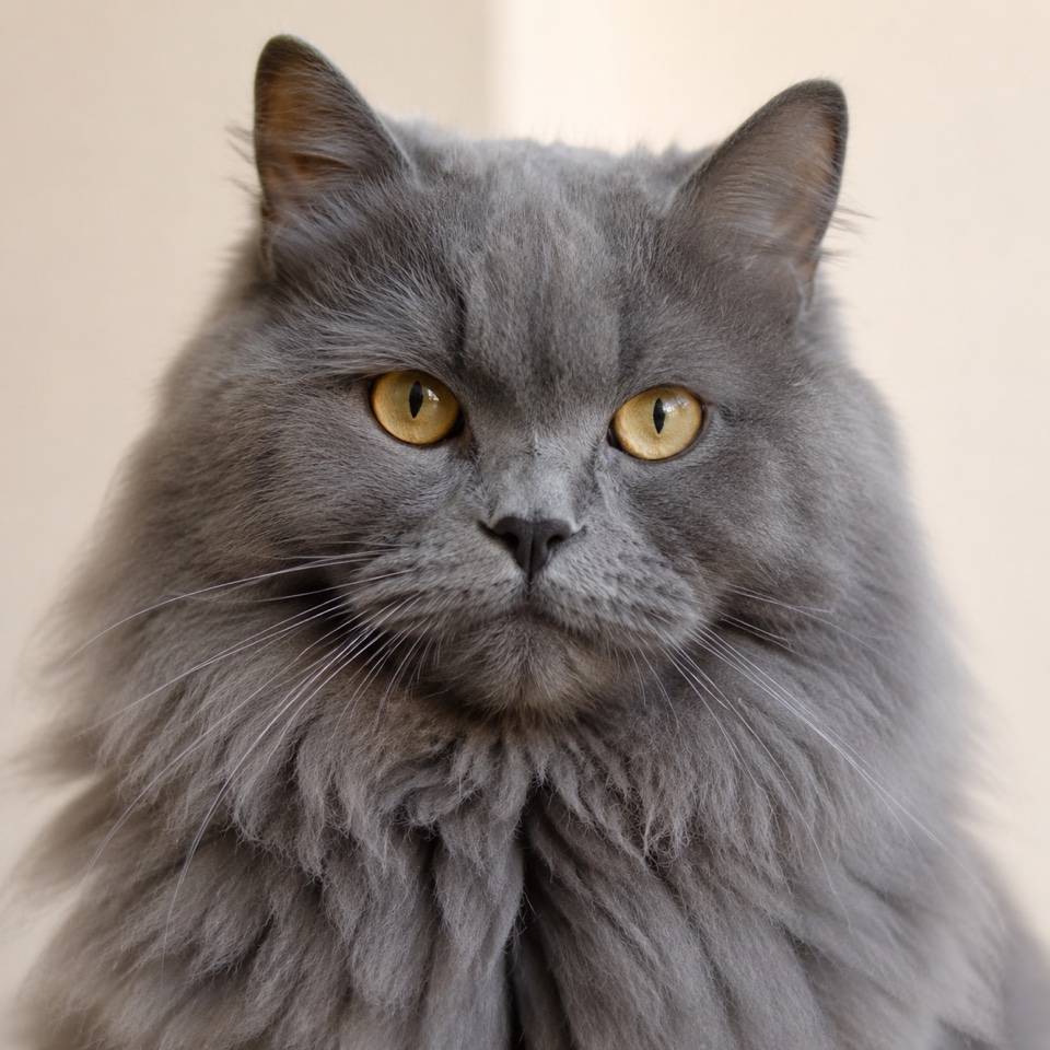 British Longhair cat close-up portrait