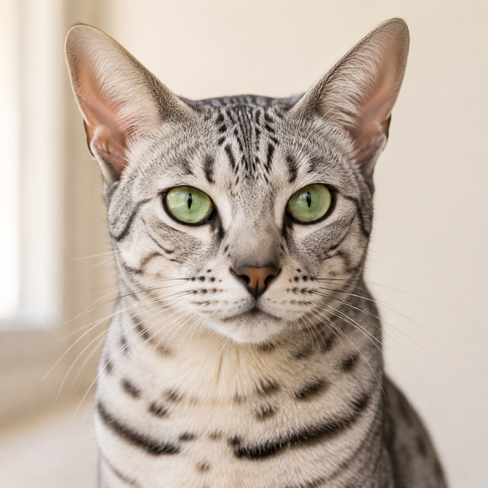 Egyptian Mau cat close-up portrait