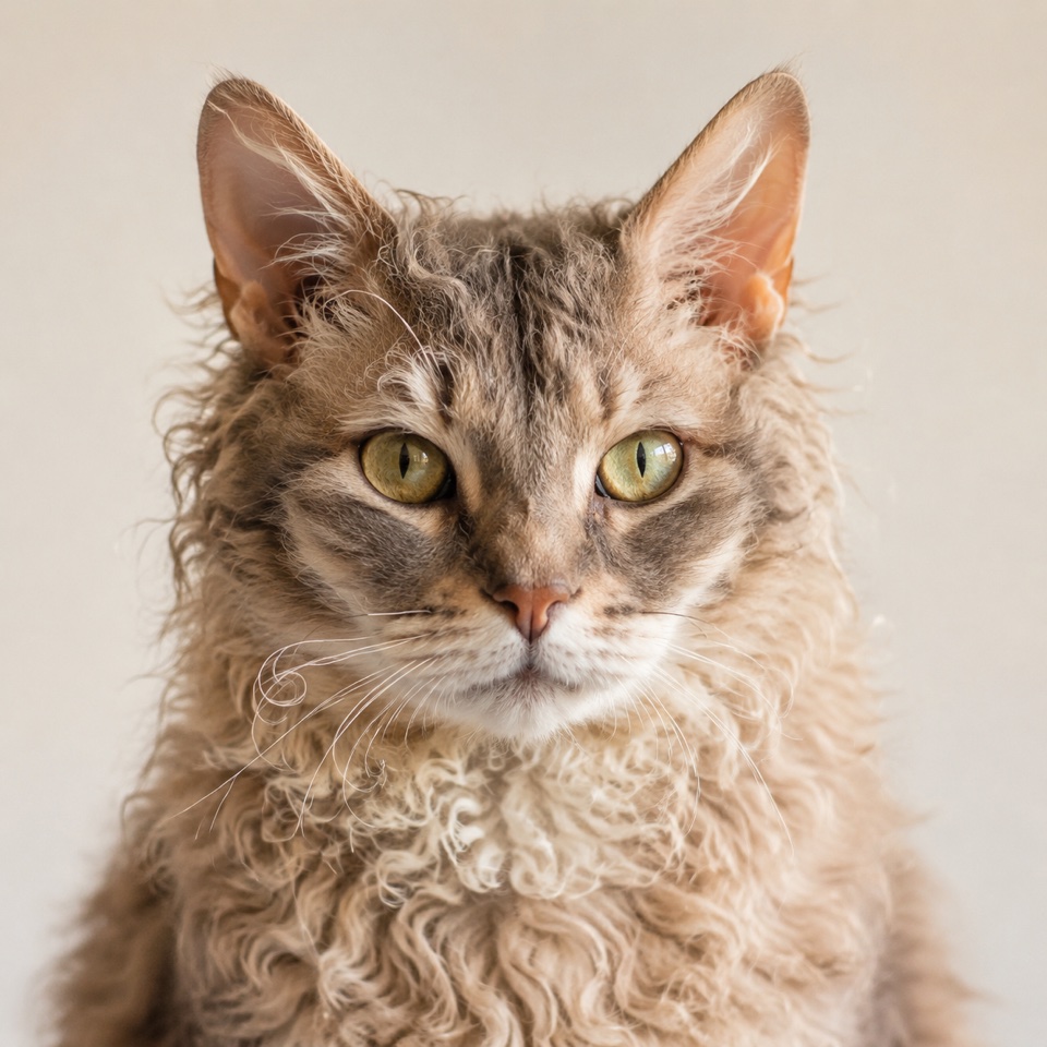 LaPerm cat close-up portrait