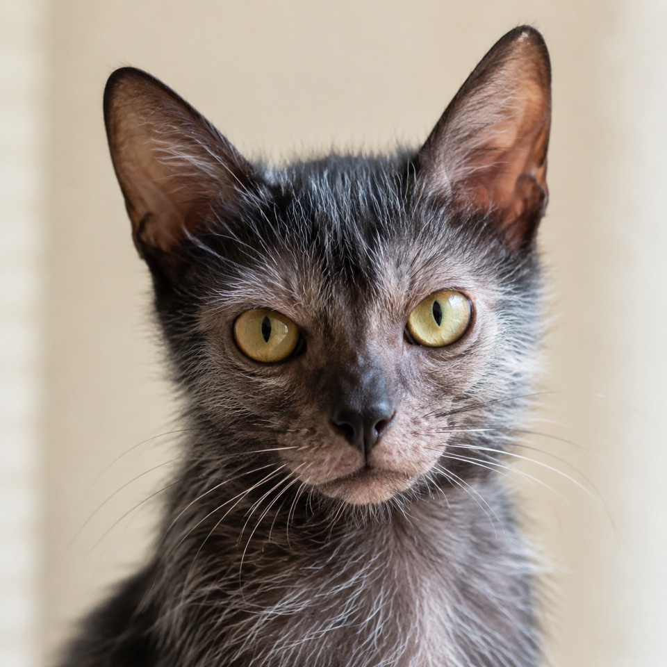 Lykoi cat close-up portrait