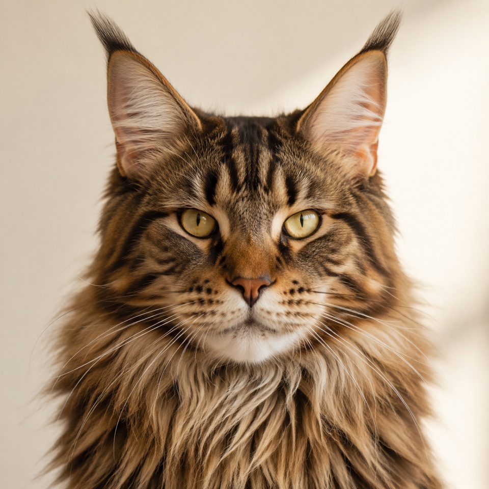 Maine Coon cat close-up portrait