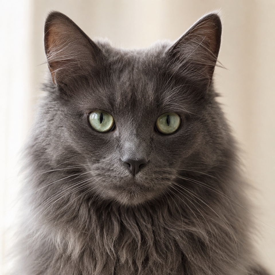 Nebelung cat close-up portrait