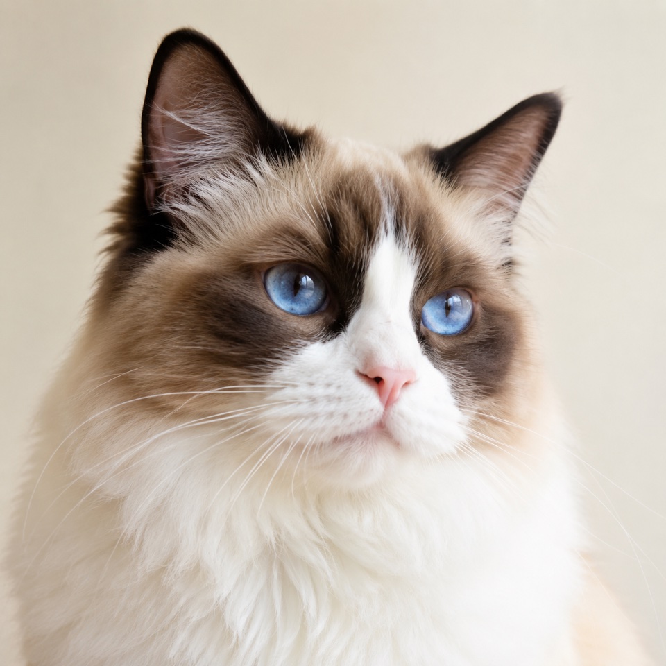 Ragdoll cat close-up portrait