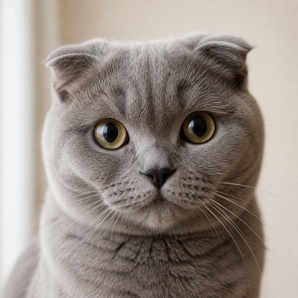 Scottish Fold cat close-up portrait