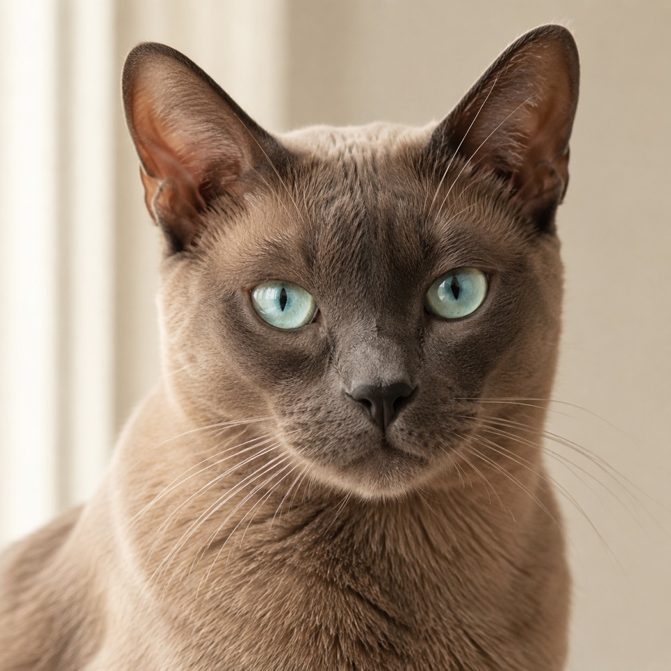 Tonkinese cat close-up portrait