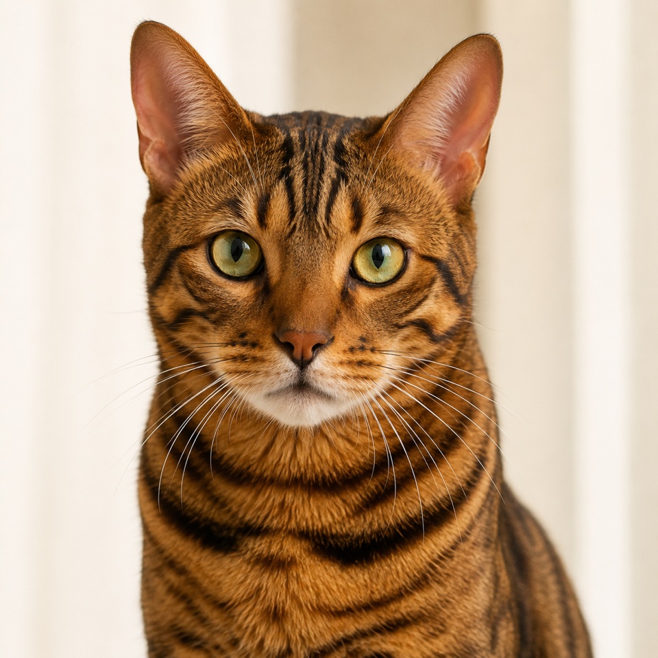 Toyger cat close-up portrait