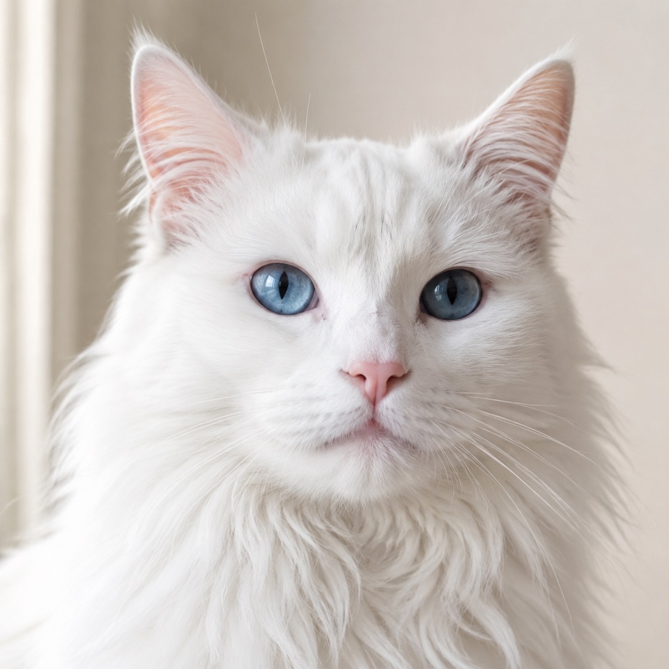 Turkish Angora cat close-up portrait