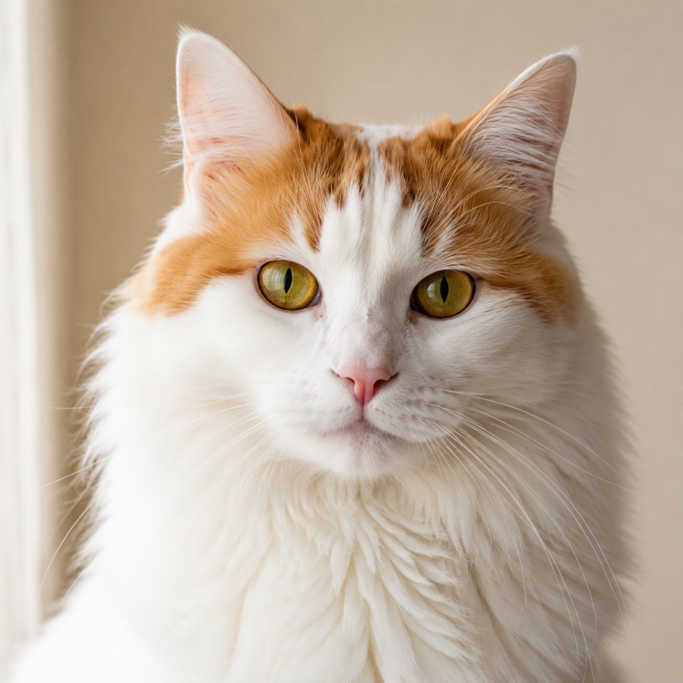 Turkish Van cat close-up portrait